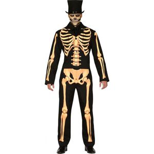 Fiestas Guirca Verkleedpak Skeleton Polyester Zwart/goud Mt M