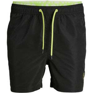 Jack & Jones Junior Zwemshorts Jongens JPSTFIJI Dubbele Waistband Neon Black - Maat 152 - Zwembroek