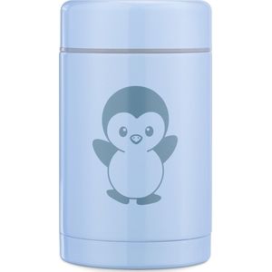 Navaris isoleerfles rvs voor babyvoeding - Voor warm en koud eten - Vaatwasserbestendig - In blauw met pinguïn design