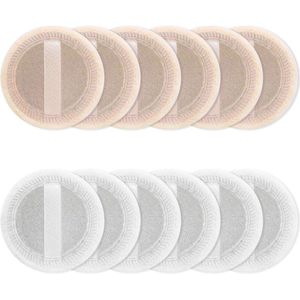 Make-upspons 12 stuks pluizige make-up foundation applicator gezicht mengen setting pads cosmetica mat losse poeder bodypaint nat droog toepassing borstels (wit/Beige)