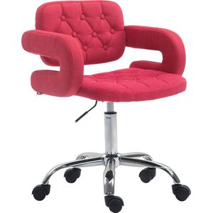 Bureaustoel - Barkruk - Chesterfield - In hoogte verstelbaar - Polyester - Rood - 62x55x90 cm