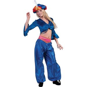 Funny Fashion - 1001 Nacht & Arabisch & Midden-Oosten Kostuum - Jasmijn Topje Buikdanseres Blauw Vrouw - Blauw - One Size - Carnavalskleding - Verkleedkleding