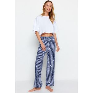 Trendyol Normale taille Direct Marineblauw gestreept katoenen gebreide pyjamabroek THMSS23PJ00002