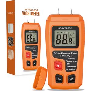 Innovaland - Vochtmeter - Hygrometer - Vochtmeter hout - haardhout - Verlicht LCD Scherm