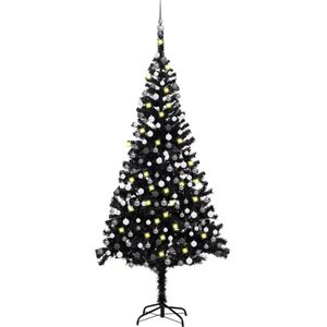 The Living Store Kunstkerstboom - Zwart - 240 cm - LED-verlichting - PVC