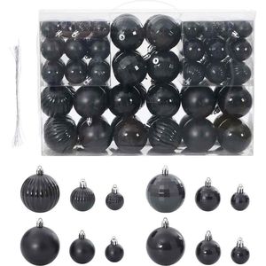 vidaXL - Kerstballen - 100 - st - Ø3/4/6 - cm - zwart