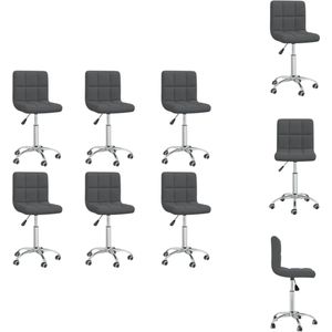 vidaXL Draaibare Eetkamerstoelen - Donkergrijs - 40 x 47 x (74.5-86) cm - Set van 6 - Eetkamerstoel