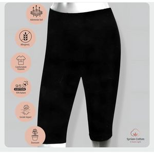 OTS Katoenen Dames Short lange pijp - boven de knie panty's voor dames - 96% Katoen - Zwart - XL