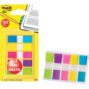 Indextabs 3M Post-it 6835 11.9x43.1mm 3+2 gratis assorti