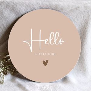 Muurcirkel | Hello little girl roze Decoratief voor binnen of buiten