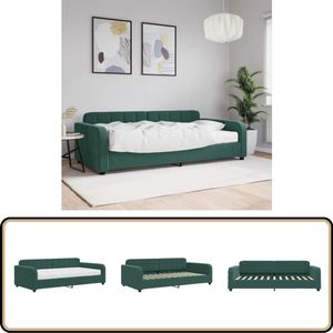 vidaXL Slaapbank met matras - Fluweel Donkergroen Slaapbank - Donkere Meubels - Tweepersoons Bank - Fluweel Sofa - Multifunctionele Bank