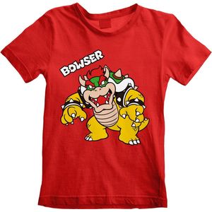 T-Shirt met Korte Mouwen voor kinderen Super Mario Bowser Text Rood - 12-13 jaar