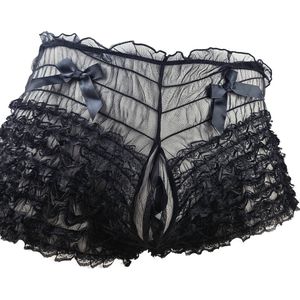 BamBella ® - Boxer short - Onesize - Sexy Erotische - Zwart Dun kant panty gaas stof Ondergoed