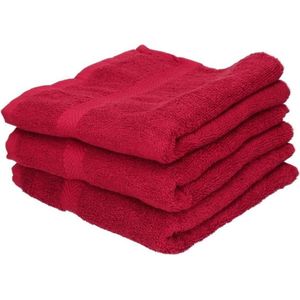 3x Luxe handdoeken wijnrood 50 x 90 cm 550 grams - Badkamer textiel badhanddoeken