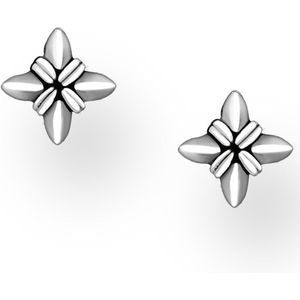 Joy|S - Zilveren kruisje oorbellen - 4 mm - geoxideerd