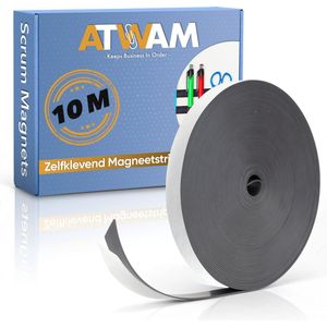 ATWAM Magneetband met Plakstrip - 10 Meter Lang - Magneetstrip - Magneet Tape - Magnetisch Tape - Zelfklevend - Zwart