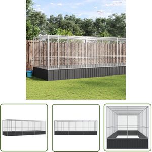 vidaXL Voliere Kopen - Vogelvoliere - Volière met verlengstuk 625x207x212 m staal zilverkleurig - Staalve Vogel Kooi - Buiten Volières - Vogelnest