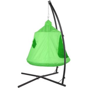 Egg hangstoel - Voor kinderen - Hangmat X-standaard - met Boomentent - Speeltent Binnen en Buiten - Egg chair cocoon - Metalen Schommelstoel - Groen
