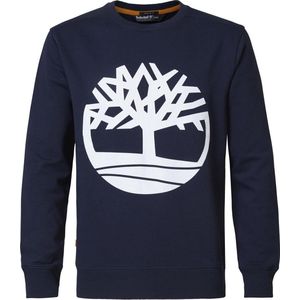 Timberland heren sweater met ronde hals en lange mouwen. Gemaakt van 80% katoen en 20% polyester. Voorzien van het Timberland logo op de borst. Geribde mouwboorden en zoom. - Donkerblauw - Maat XXL