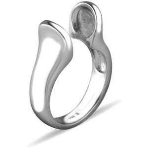 Quiges - 925 Zilver Eligo Ring  Geknepen voor verwisselbaar 12 mm Bolletje - Maat 16 - NER02016