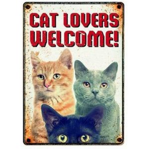 PLENTY GIFTS | Plenty Gifts Waakbord Blik Cat Lovers Welcome