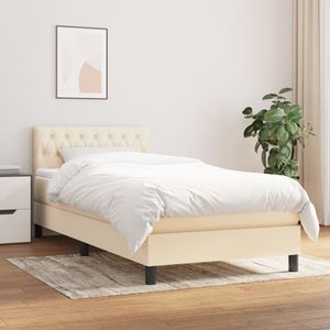 The Living Store Boxspringbed - Pocketvering - Middelharde ondersteuning - Huidvriendelijk topmatras - Crème - 203x100x78/88 cm