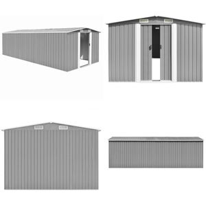 vidaXL Tuinschuur 257x580x181 cm metaal grijs - Tuinschuur - Tuinschuren - Tuingarage - Tuingarages