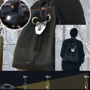 Helcoeur Unique Origami Wolf Reflector Pendant - Bag Tag - Outfit accessory - Keychain Road Safety Gadget