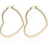 Cilla Jewels Dames oorringen Edelstaal Goudkleurig hartje-60mm