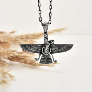 Faravahar hanger ketting voor vriendin Oxidized 24 inches