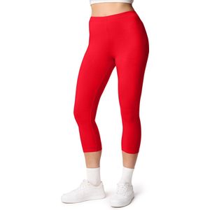 Ladeheid LA-LA40-132-LE Dames Capri Leggings - Sport - Vrijetijdsbroek - 3/4 Lengte - Katoen - Sporbroek - Yogabroek - Rood - XL