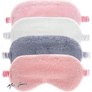 Mrs. Jones 4 stuks pluche slaapmaskers - schattige pluizige oogmaskers om te slapen - verstelbaar - elastische band - vrouwen meisjes kinderen .
