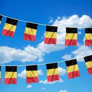 Belgische Vlaggenlijn - België Vlaggenlijn - 10 meter - Belgium Flagline - Originele Kleuren - Sterke Kwaliteit Incl Bevestigingsringen - Hoogmoed Vlaggen