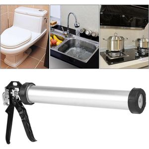 Handmatige aluminium buis-kitpistool gereedschap 600 ml cartridgepers siliconen spuiten afdichtstofpers met 10 sproeiers - kitpistool met siliconen afdichtstofpers