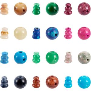 Boeddhistische edelsteenkralen 3-gaats goeroe-kralen 10 mm ronde steenkralen voor yoga-armband en sieraden maken - 12 sets