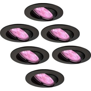 Ledvion - 6X SMART LED Inbouwspot Amsterdam - Zwart - Dimbaar