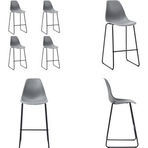 vidaXL 281504 Bar Stools 4 pcs Grey Plastic - Barstoel - Barstoelen - Barkruk - Barkrukken