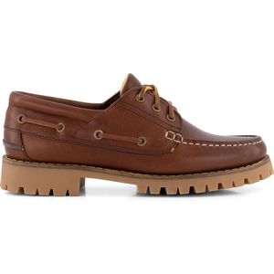 Travelin' Plymouth Dames - Leren Moccasins met veter - Boot schoen - Bruin Leer