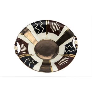 Decoratieve schaal - Letsopa Ceramics -  Model Fruitschaal: Bronze Earth | Handgemaakt in Zuid Afrika - Uniek - hoogwaardig keramiek - speciaal gemaakt door Letsopa Ceramics voor Nwabisa African Art - Om cadeau te doen of voor eigen huis of kantoor