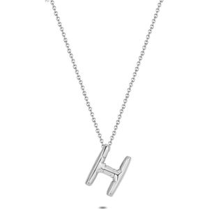 Twice As Nice Halsketting in edelstaal, bubble letter H 45 cm+5 cm