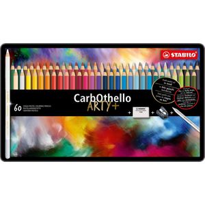 STABILO CarbOthello - Kalkpastel Kleurpotloden - Metalen Etui - 60 kleuren - Speciale Puntenslijper - Kneedgum - Doezelaar