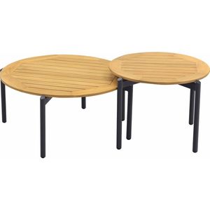 Valletta koffietafels - Set van 2 - antraciet/teak