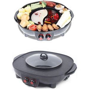Multifunctionele Elektrische Hotpot en Fondue-Grill - 2-in-1 BBQ Binnengrill voor 5-6 Personen