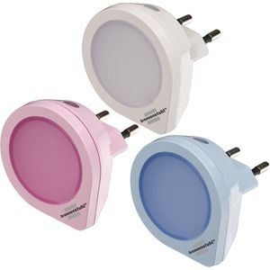 Brennenstuhl LED-nachtlampenset / oriëntatielicht met schemeringssensor en 1 LED (extreem energiebesparend, kleur: 1x wit, 1x roze, 1x blauw)