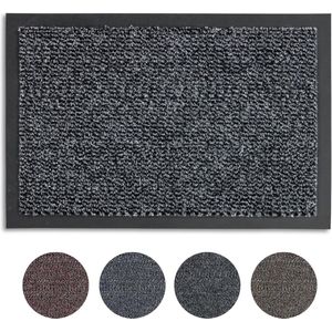 Titel:40x60 cm Deurmat voor binnen - sneldrogend - antislip afritsbaar antraciet - effen