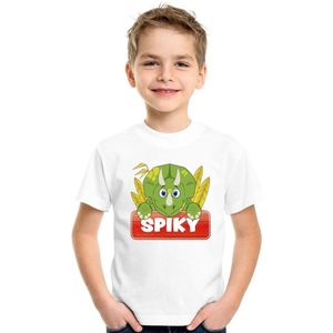 Spiky de dinosaurus t-shirt wit voor kinderen - unisex - dino shirt - kinderkleding / kleding 134/140