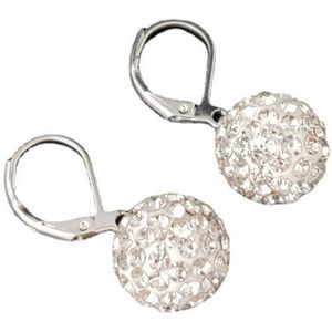 Lumici® | DiamondBall Earrings - Diamant - Bal - Kristal - Oorbellen - Oorknopje - Glamour - Frozen - Trendy - Geschenk - Cadeau Voor Vrouwen - Valentijn - Liefde - Verrassing Familie - Zilver - Goud / Zilver