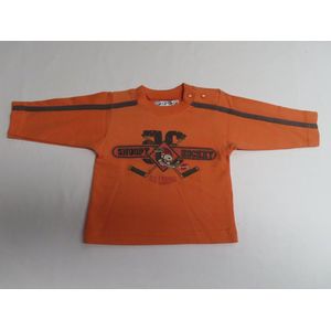 Trui - T-shirt lange mouw - Jongens - Oranje - Snoopy Hockey - 1 jaar 74
