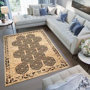 Tapiso Atena Vloerkleed Zwart Oriental Mozaïek Woonkamer Tapijt Maat- 120x170