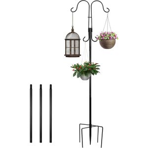 Dubbele herdershaak 240 cm roestbestendig metaal voor solarverlichting, kleerhanger, lantaarns en vogelhuisje